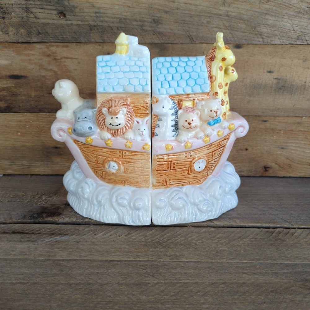 Vintage Noah's Ark Book Ends by Russ Berrie